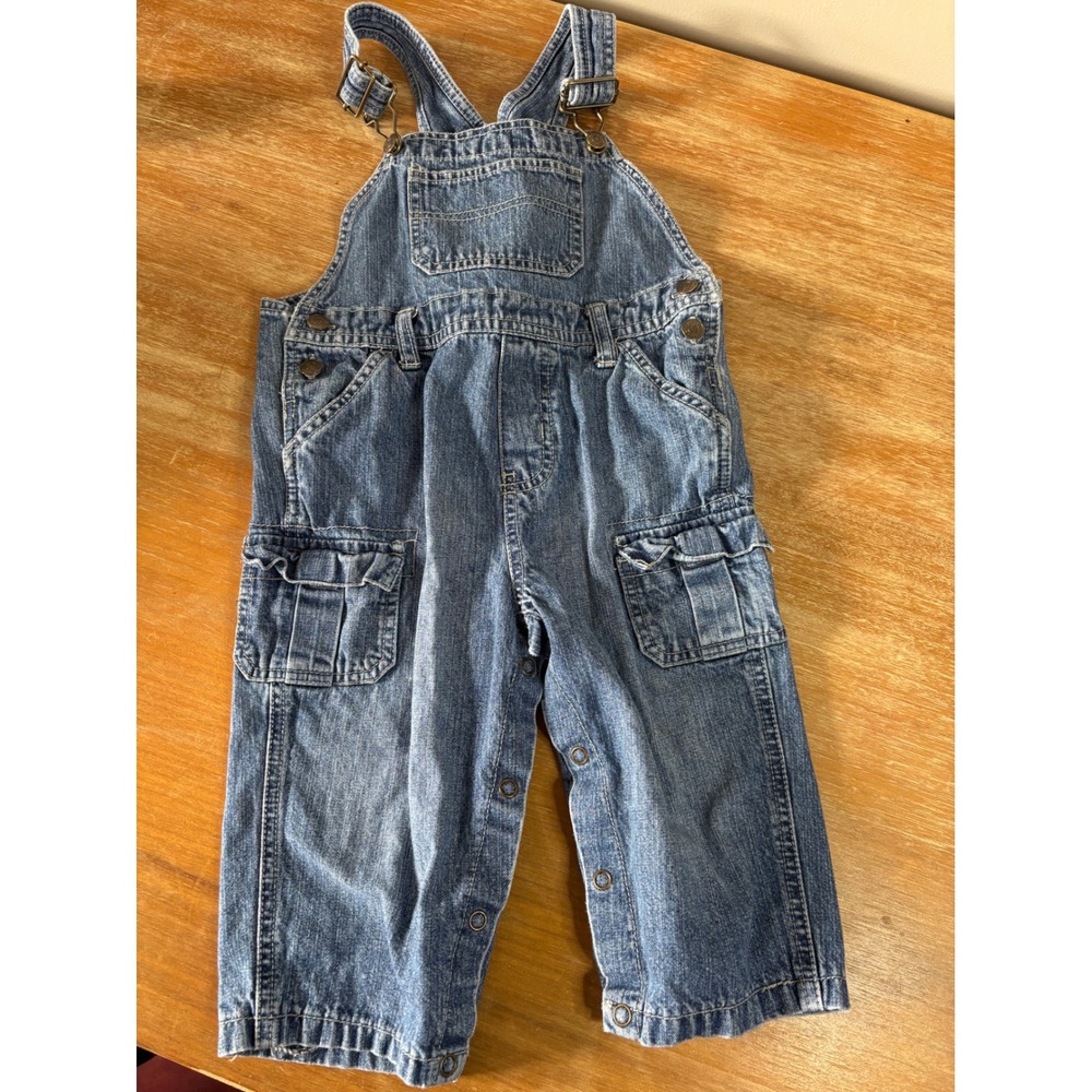 Greendog Boys Denim Cargo Overalls Blue Cotton 24 Months Snap Inseam Utility